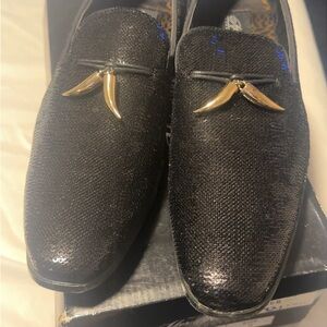 Elegant Black Sequin Men's Loafers